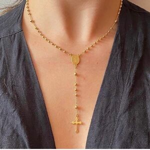 Brazilian gold rosary necklace